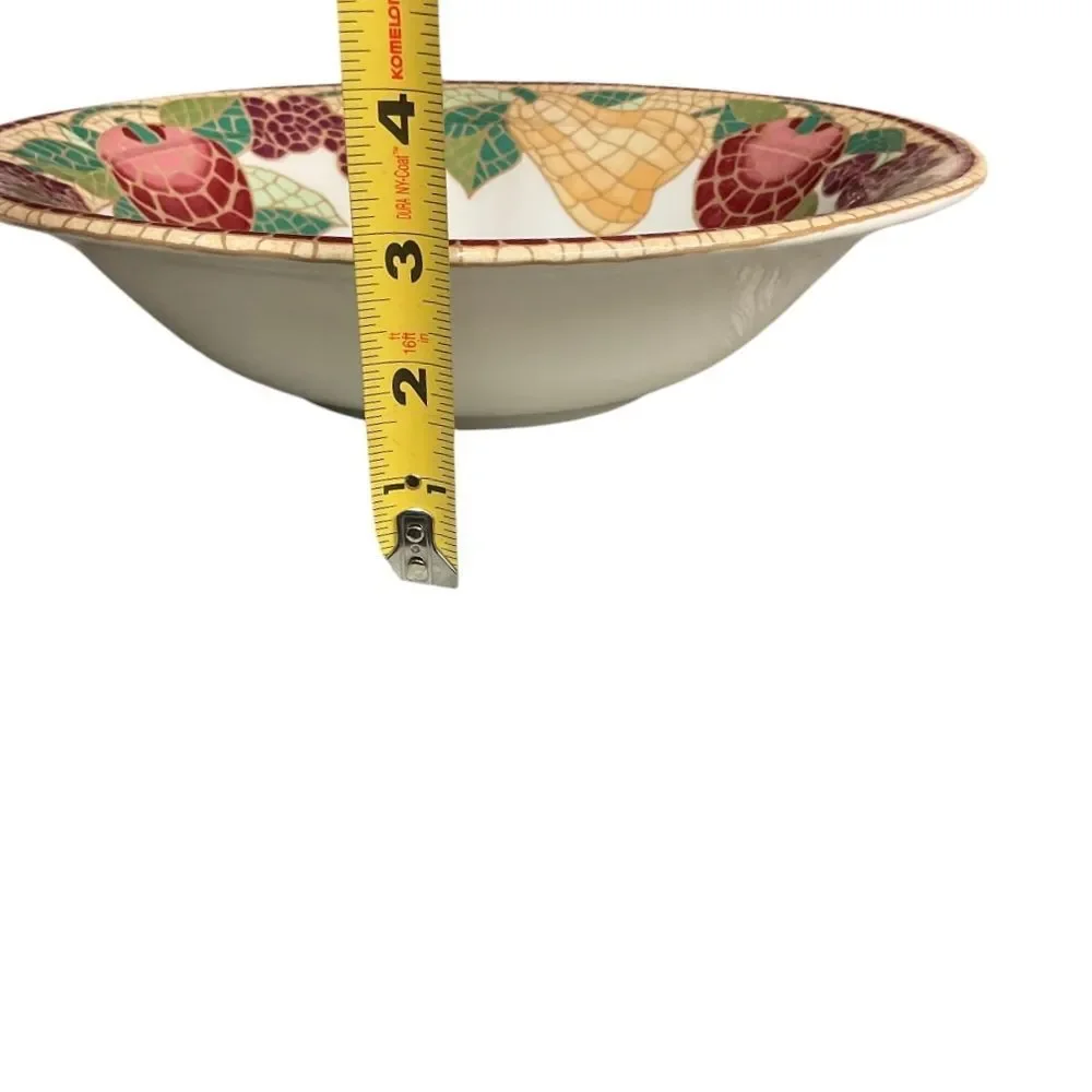 Pier 1 Mosaic Fruit Serving‎ Salad Bowl Italy Home Deco Stained Glass Apple Pear